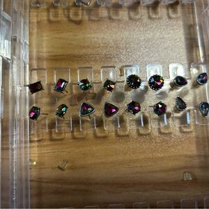 Multicolor Gemstone Stud Earrings Set